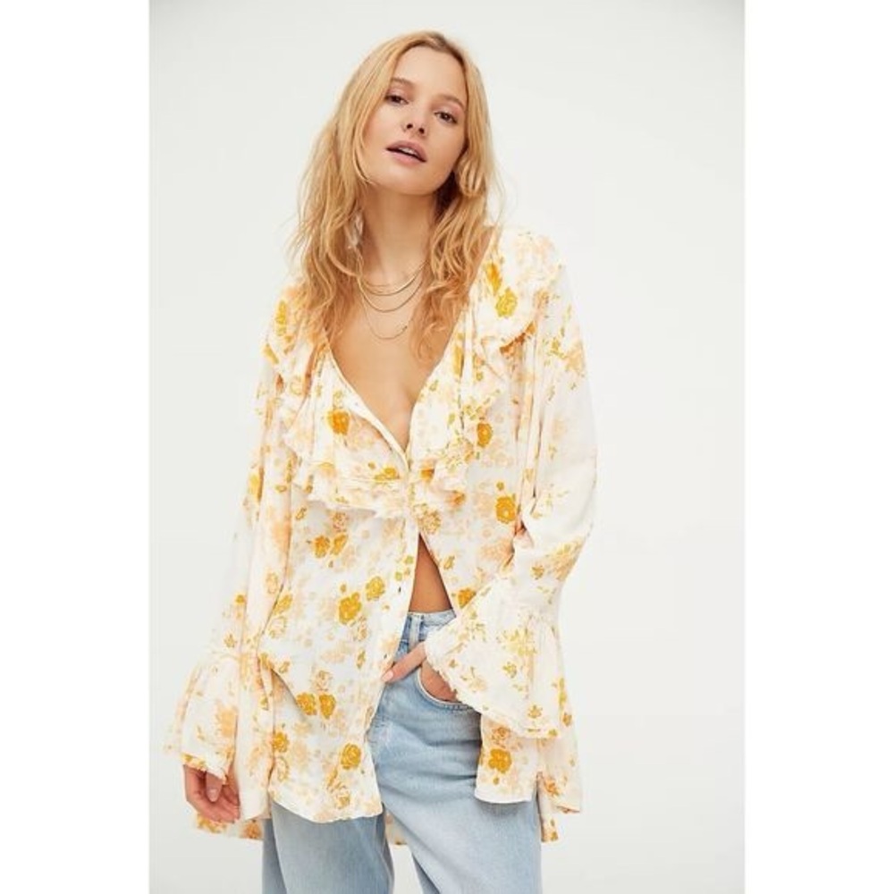 NWT Free People Loretta Tunic Top Tea combo Sz M - Picture 11 of 11
